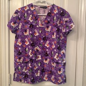 Llama Halloween scrub top